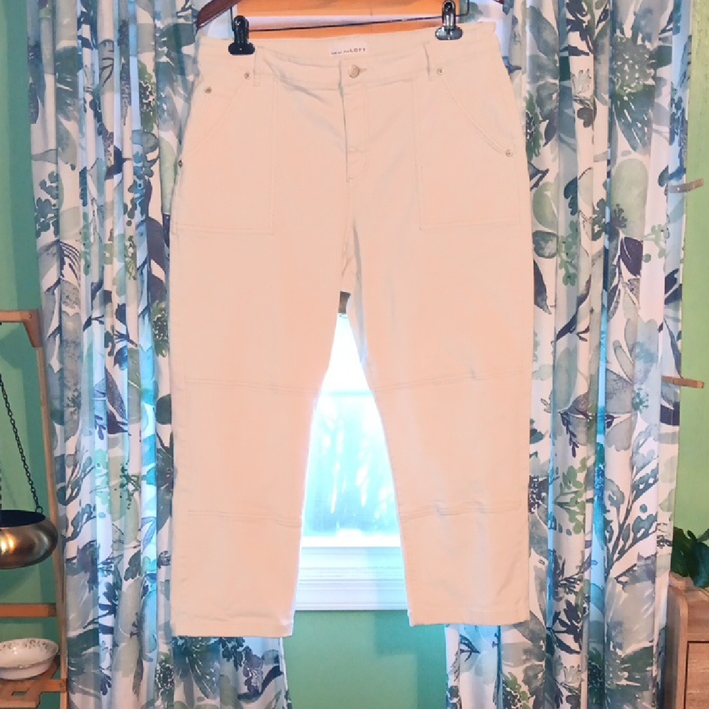 LOFT Ankle Cropped Jeans in Cream